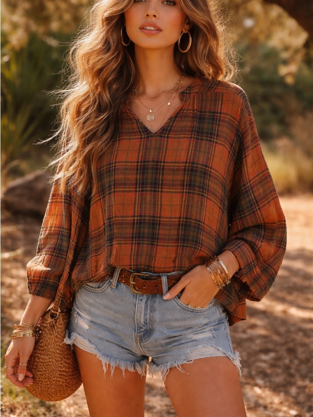Madewell Highroad Popover Shirt Brentford Plaid Oversized Relaxed Peasant Boho